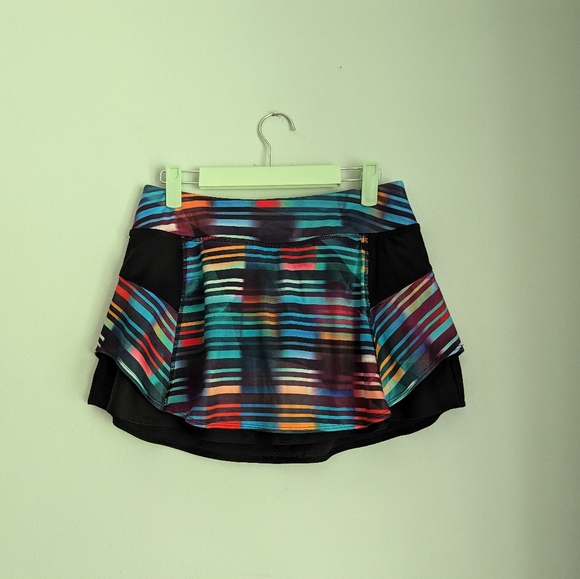 Athleta Laser Beam Bustle Skort Sm Secure Pocket Multicolor Athletic Skirt 163B - Picture 1 of 10